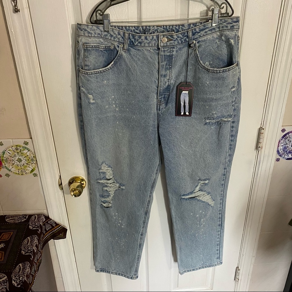 NOBO Super High-Rise Button Fly 90’s Mom Jean Straight Relaxed Fit-size 21